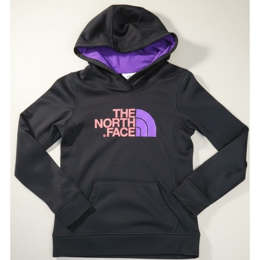The North Face Black Hoodie with Pink & Purple Logo